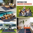 thumbnail image 4 of Navy Blue Morocco Outdoor Rug for Patio/Deck/Porch, Non-Slip Large Area Rug 3 x 5 Ft, Red Ocean Nautical Anchor Stripe Indoor Outdoor Rugs Washable Area Rugs, Reversible Camping Rug Carpet Runner, 4 of 8