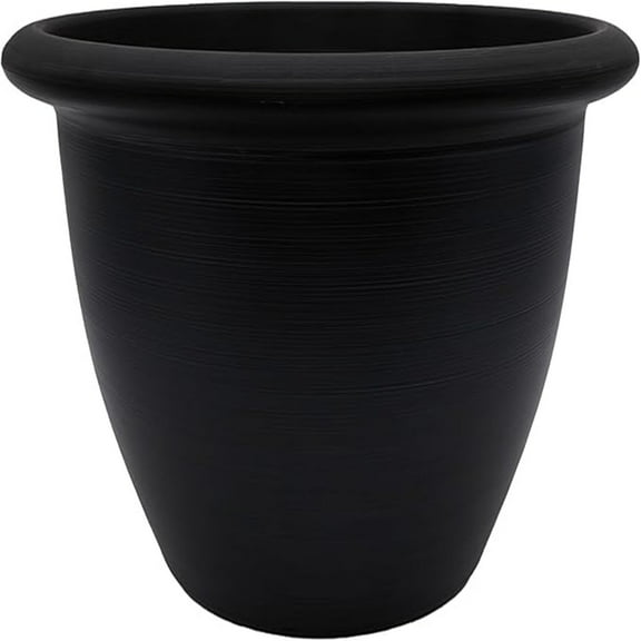 The HC Companies Sevilla Round Self-Watering Pot with Internal Disk, 12 Inch, Black
