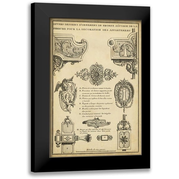 Blondel, J.F. 11x14 Black Modern Framed Museum Art Print Titled - Antique Decorative Locks II