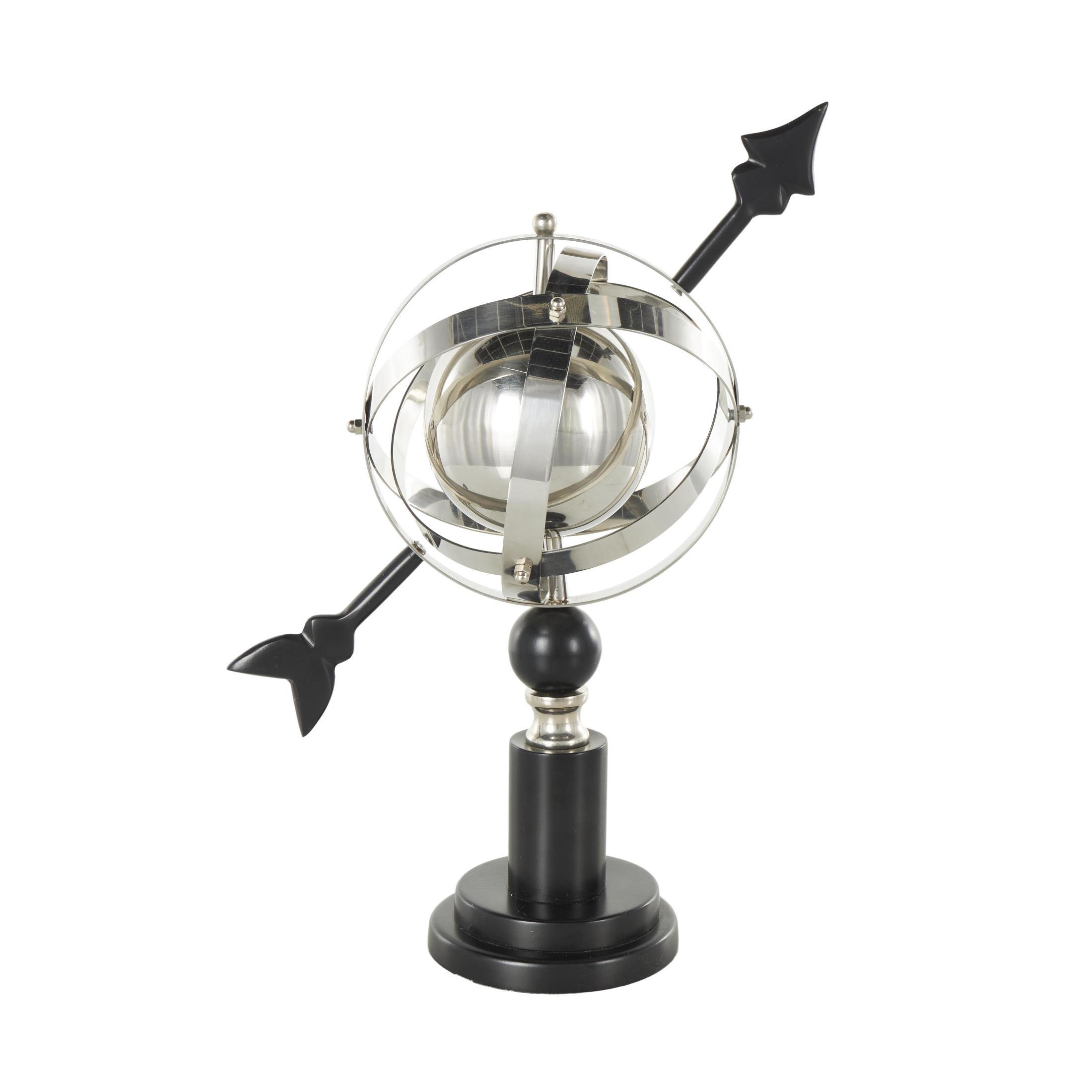 DecMode 12" Black Armillary Globe with Black Round Base