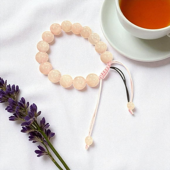 Rose Quartz Bracelet 12 mm with Adjustable Strings