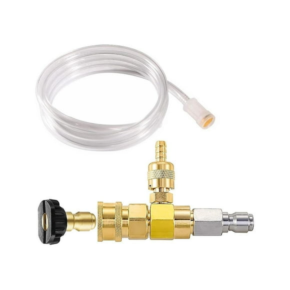 Adjustable Chemical Injector Kit, Injector for Pressure Washer, 3/8Inch Soap Injector with Siphon H