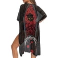 thumbnail image 5 of HELLHERO Fashion Bathing Suit Cover Up for Summer Polyester Casual Long Kimono Swimsuit Cover Up Rose Coffin Cat, 5 of 6