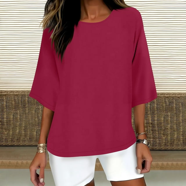 AOOCHASLIY Hauts à Manches 3/4 Unis pour Femmes : Confort, Style et Polyvalence Sans Fin