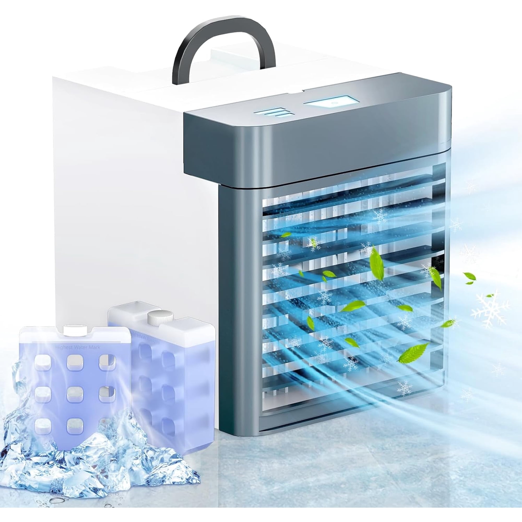 Zengdainm Portable Air Conditioner, Upgraded Leak-Proof Ice Cooling, 3 Speeds, White