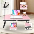 thumbnail image 3 of Portable Foldable Laptop Desk for Bed and Couch, Adjustable Lap Desk with Cup Holder and Phone Holder, Ideal for Working, Reading, Writing, and Breakfast-Pink, 3 of 6