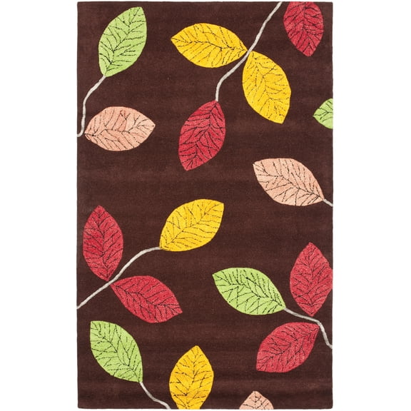 Safavieh Jardin Christopher Floral Wool Area Rug, Dark Brown/Multi, 5' x 8'