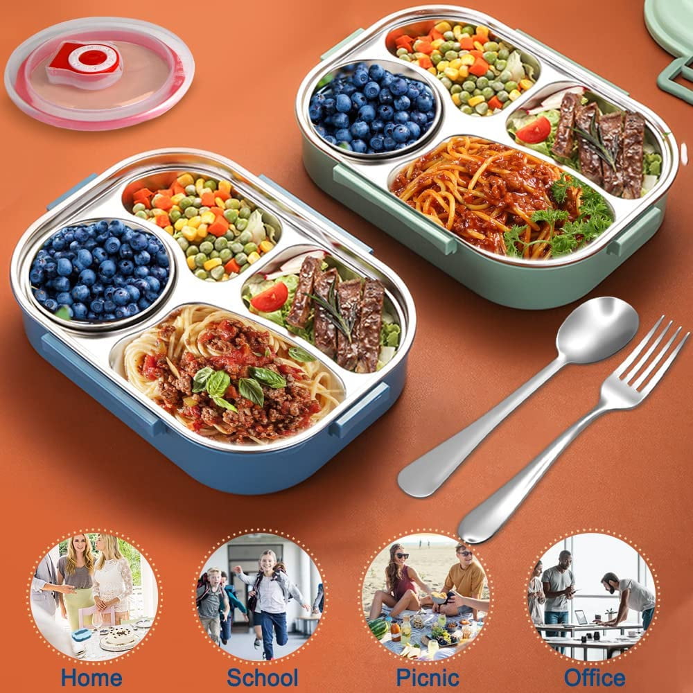 Stainless Steel Bento Box, Stackable Bento Box Adult Lunch Box, 1500ML-6  Compartment Bento Lunch Box for Adults, BPA-Free Lunch Box Containers with  Utensil for On-the-Go Balanced Eating.. ($16.99) For  USA 🇺🇸