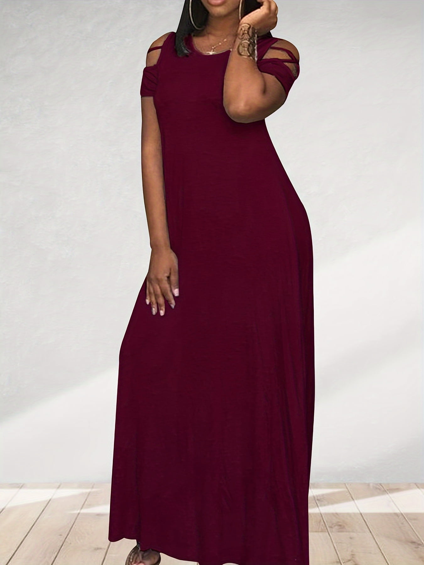 Boho Chic Plus Size T-Shirt Maxi Dress - Casual Cross Strap, Easy Care,  Stretch Fit, Perfect for Spring/Summer - Walmart.com