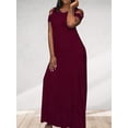thumbnail image 5 of Plus Size Cutout Solid Side Cross Dress, Casual Crew Neck Short Sleeve Ankle Dress, Women's Plus Size Clothing, 5 of 5