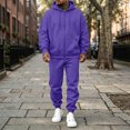 thumbnail image 2 of Hearthz Fleece Zip Up Sweatsuits for Men 2 Piece Tracksuit Oversized Hoodie Jacket Sweatsuits Pants Fall Winter Warm Athletic Mens Track Suits 2 Piece Set Purple XL, 2 of 8