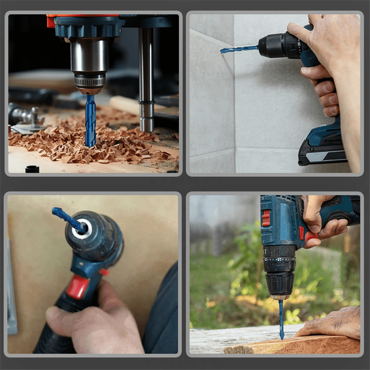 10pcs Tile Bit Blue Spade Drill Bit Set High Hardness Eccentric Drill Cordless Drill Power Tools Accessories 8mm