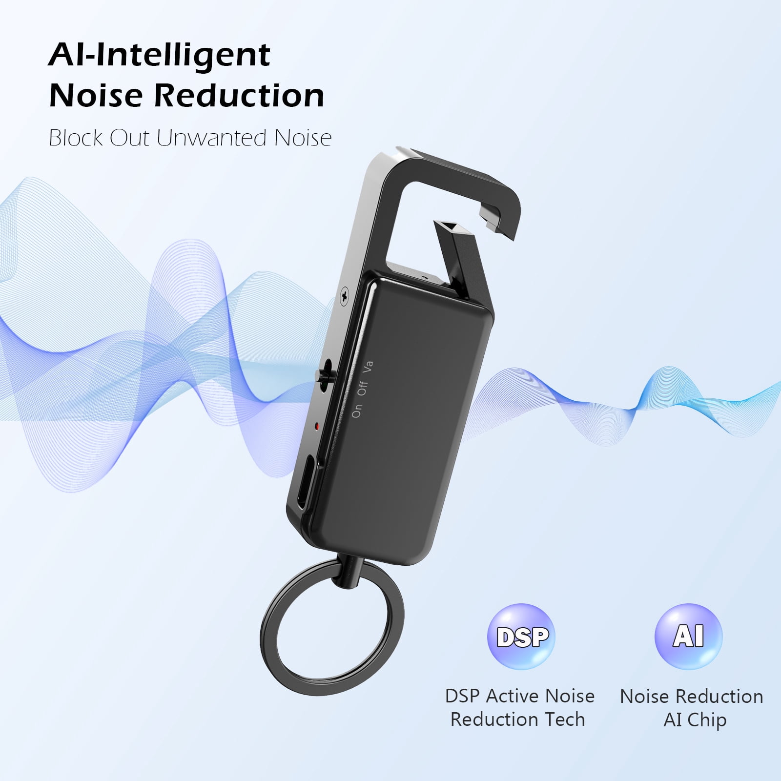 RONY 64GB Voice Recorder with Playback, 2324 Hours Keychain Voice Activated Recorder with Noise Reduction for Lectures, Meetings, Interviews