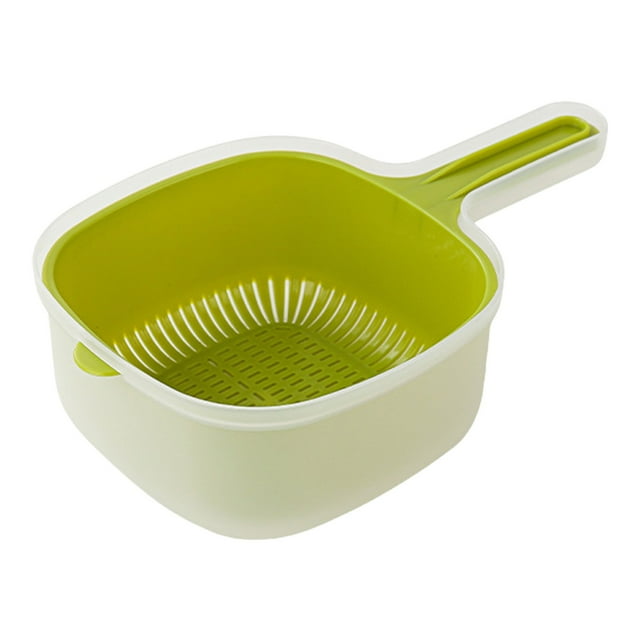 Ohufall Mini Double-Layer Handled Colander - Kitchen Draining Bowl, Strainer Basket & Water Filter Storage Basket