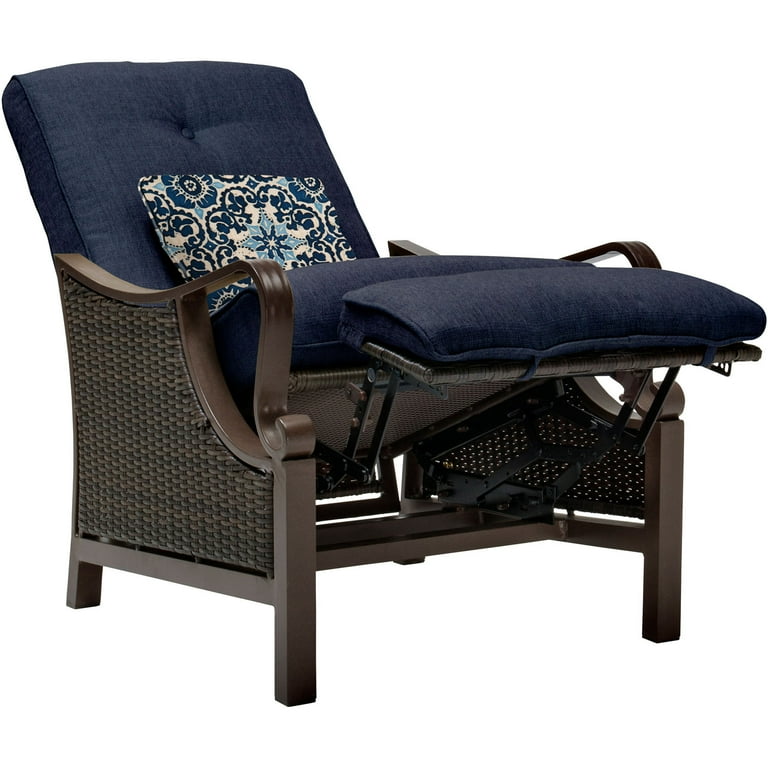 PEAK HOME FURNISHINGS Recliner Chair Wicker Black Metal Frame Stationary Recliner  Chair(s) with Red Olefin Cushioned Seat in the Patio Chairs department at