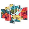 thumbnail image 2 of Designart "Harmony in Coral and Teal Tropical Hibiscus II" Floral Metal Wall Art Set, 2 of 5