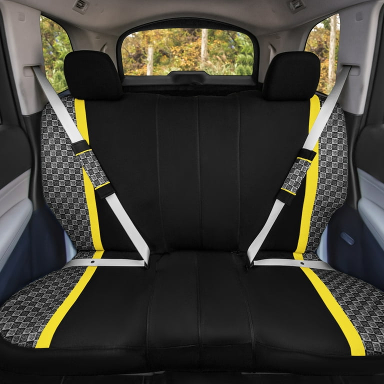 FH Group Yellow Polyester Full Set Car Seat Covers with Air Freshener