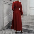 thumbnail image 4 of Tianiyouqing Long Sleeve Bridesmaid Dresses with Slit Long Pleated V Neck Formal Evening Gown for Women Wine XL, 4 of 5
