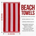 thumbnail image 5 of Superior Cotton Striped Oversized Beach Towel Set of 2, 34" x 64", Red, 5 of 11