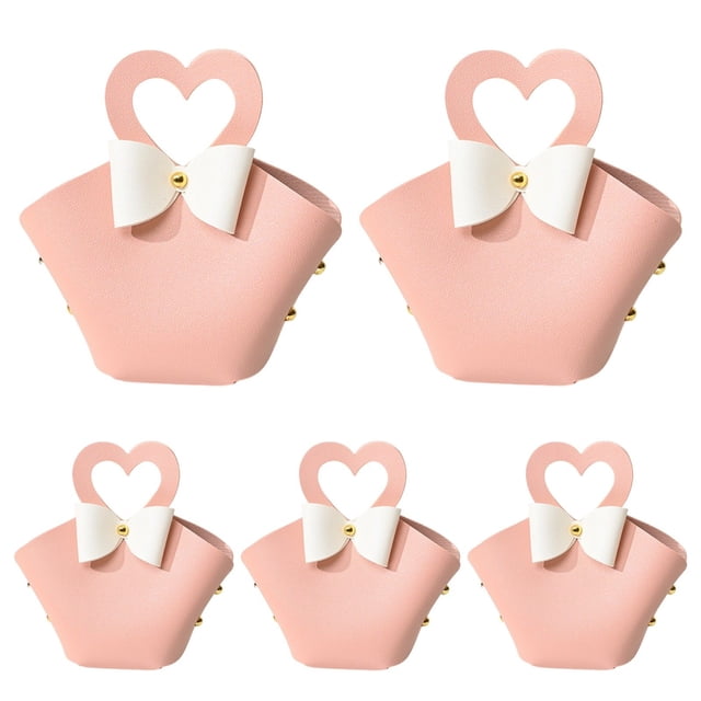 CSChome Gift Bag 5Pcs Convenient Colorful Mini Handbag Faux Leather Gift Bag for Parties Weddings Decoration