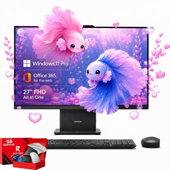 Lenovo IdeaCentre 27-inch FHD All-In-One Desktop PC, Intel Core i5-13420H, 16GB RAM, 512GB SSD, Windows 11 Pro, Office 365 for the Web, Luna Grey
