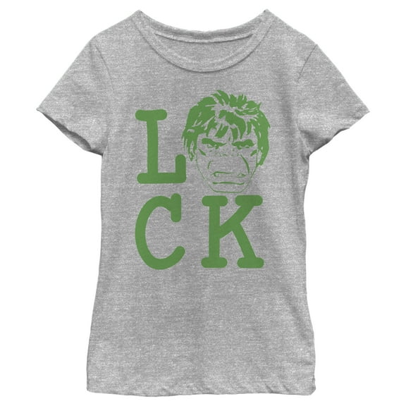 Girl's Marvel St. Patrick's Day Hulk Luck  Graphic Tee Athletic Heather X Small