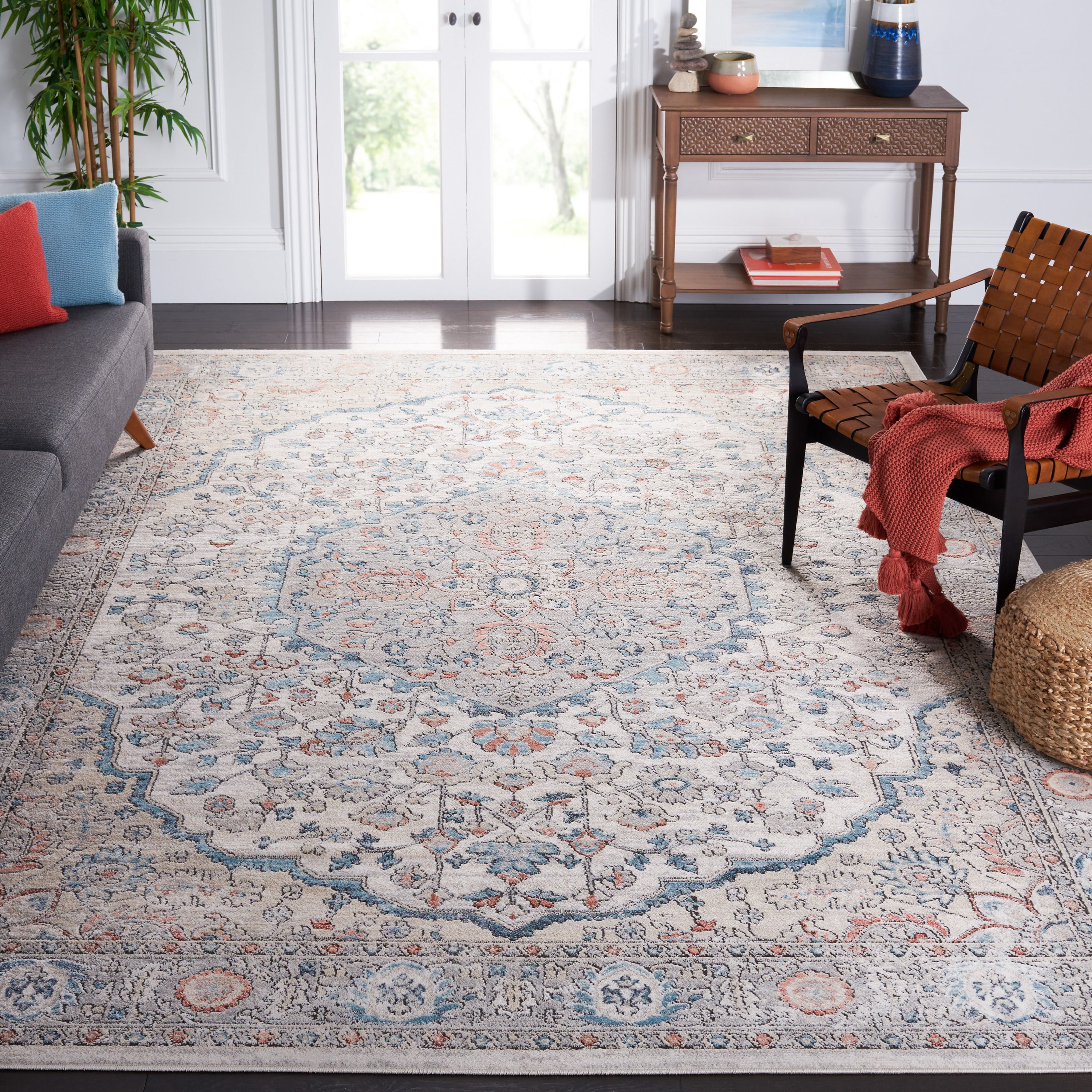 SAFAVIEH Oregon Eilish Floral Area Rug, Grey/Blue, 8' x 10'