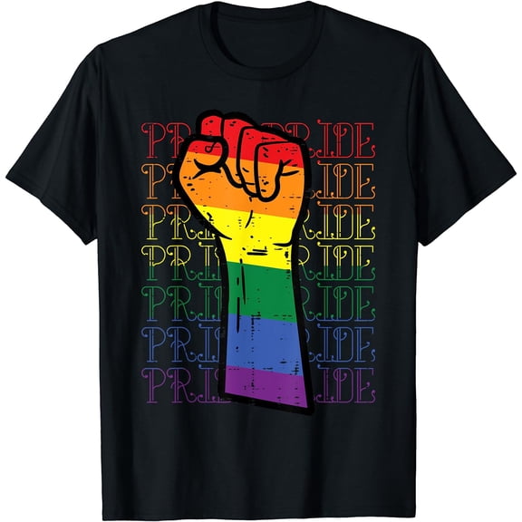 Pride Rainbow Flag Fist Straight Ally LGBTQ Gay Pride Month T-Shirt