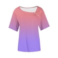thumbnail image 7 of HomeDM Womens Square Neck Short Sleeve T Shirts Summer Going Out Tops Trendy Color Block Basics Tees S-2XL, 7 of 7
