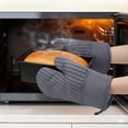 thumbnail image 4 of Unique Bargains 2pcs Silicone and Cotton Heat-Resistant  Oven Mitts Gray 12.6" x 7.1", 4 of 6