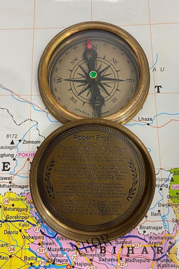 Antique Brass 3" Vintage Compass Direction Marine Graduation Compass Hide Tide or Love Tide I'll by by Your Side Engraved Beautiful Handmade Men Gift
