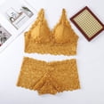 thumbnail image 2 of JSGEK Women Floral Lace Bra and Panty Set Plunge Neckline Adjustable Straps Intimate Lingerie for Bedroom Wear Yellow L, 2 of 6