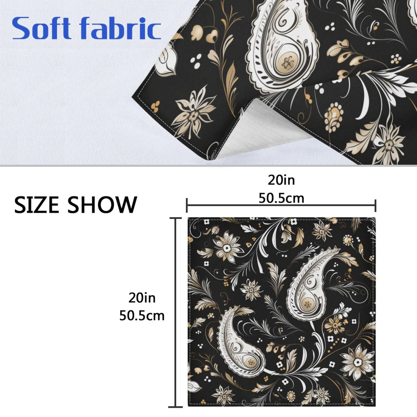 JSTEL Paisley Ornament Ethnic Cloth Napkins Set of 6, 20x20 Inch Washable and Reusable Napkin for Decoupage Dinner Party Everyday Use