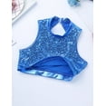 thumbnail image 5 of HULIJA Kids Girls Shiny Sequins Mock Neck Crop Top with Shorts Set Gymnastics Dancewear Blue 6, 5 of 7