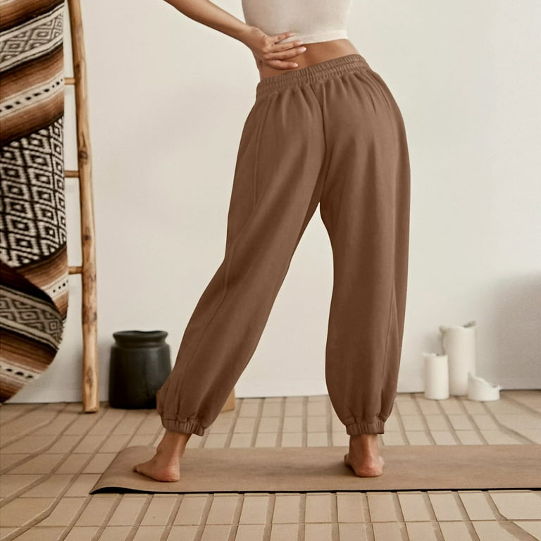 Linen Pants For Women Plus Size Tapered Yoga Sweatpant Comfy Loose Wide Leg  Lounge Joggers Grey Women'S Pants Plus Size XXL