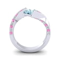thumbnail image 4 of 1.25 Carat Princess Cut Aquamarine & Pink Sapphire Gemstone Shiny Anniversary Ring for her 18K White Gold Size 8.5 by Diamond-Capitals, 4 of 8