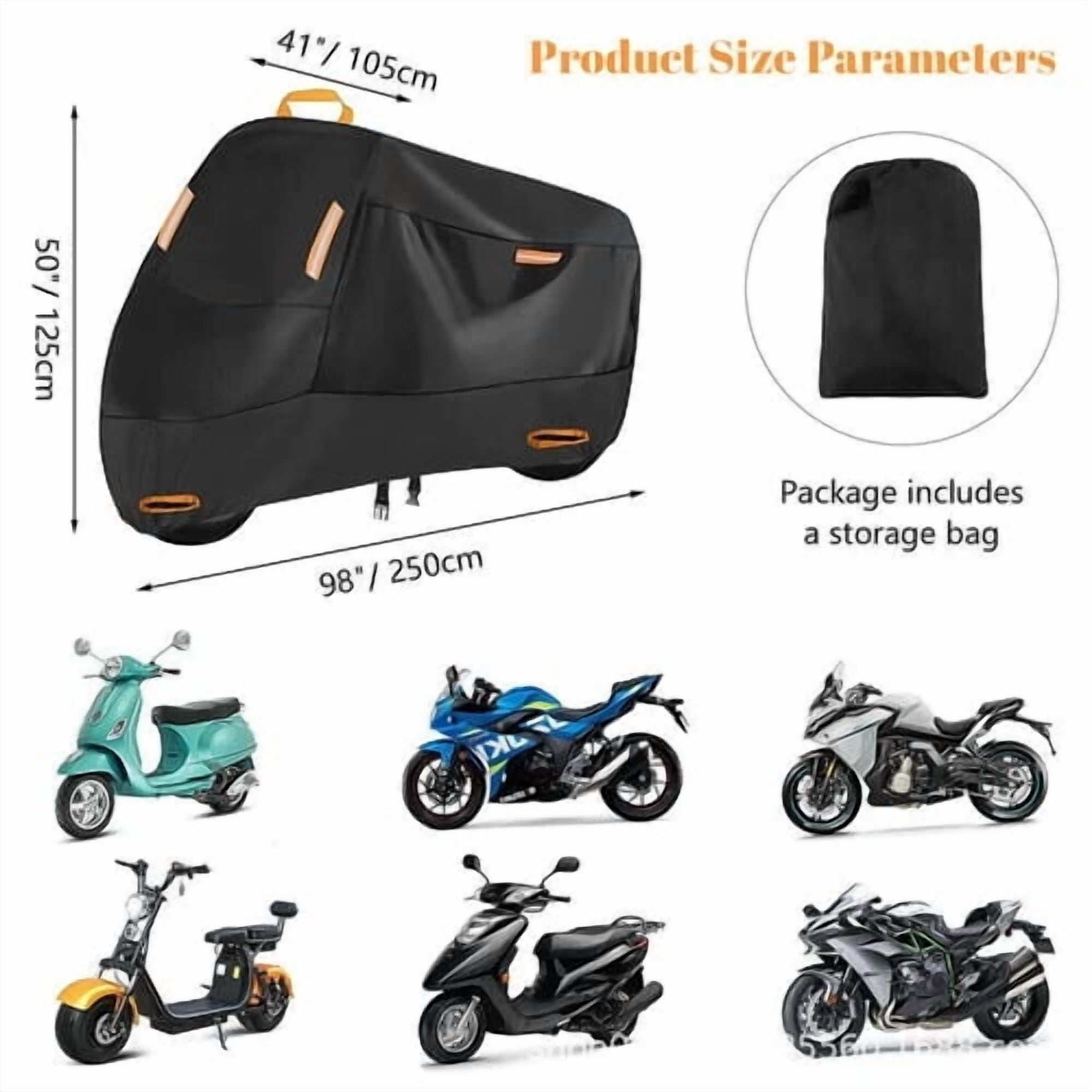 CAMOTUSE Heavy Duty Waterproof L Motorcycle Cover for Winter Outdoor Storage All Weather Protection for Large Bikes