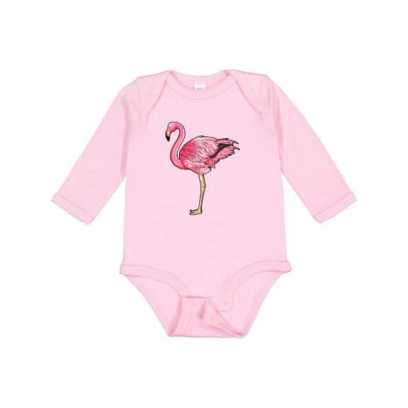Inktastic Pink Flamingo Boys or Girls Long Sleeve Baby Bodysuit