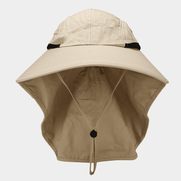 Fishing Hat with Neck Flap, Sun Protection Hiking Hat for Men Women Safari  Cap, Sun Hat Gardening Beach, Dark Gray N116 