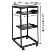 SKYSHALO 20U 4-Post Open Frame Server Rack with Network Enclosure, Adjustable from 15'' to 40''