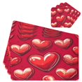 thumbnail image 4 of Square Leather Placemat Set One SizeX2 Heat-Resistant Washable Kitchen Table Decorations Red 3d Hearts, 4 of 8