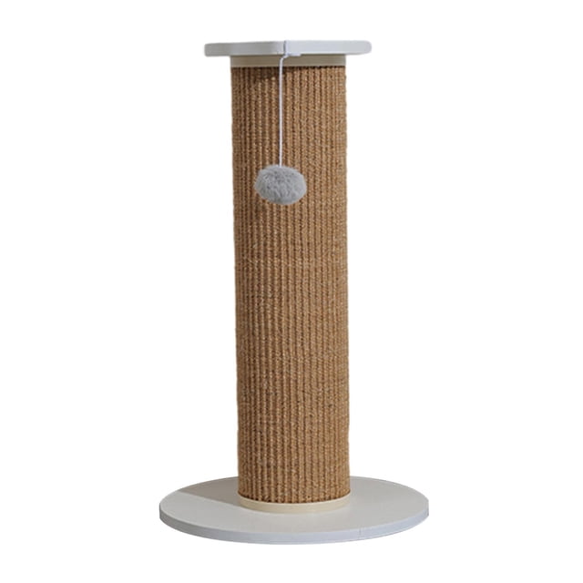 Cats Scratch Post with Interactive Ball Toy Vertical Scratcher Cat Climbing Pole White Brown 43x26cm