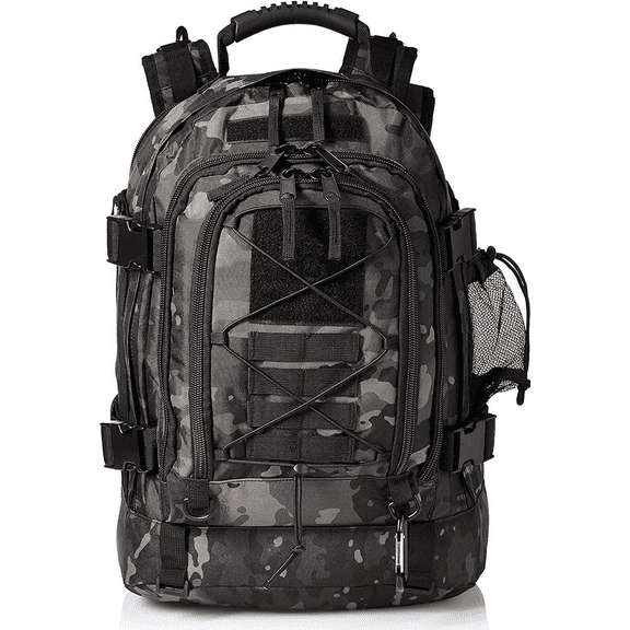 JAYWAYNE Expandable 40-64L Military Tactical Backpack - 3-Day Assault Rucksack with Hydration Compartment, Water-Resistant Hiking Camping Bug Out Bag (Digital Camo)