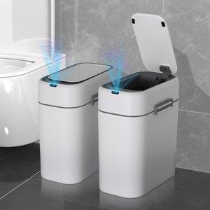 YRLLENSDAN 2.2 Gallon Bathroom Trash Can with Lid Small Trash Can Automatic Trash Cans Touchless Sensor Trash Can Garbage Can for Bathroom Bedroom 2Pack