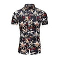 thumbnail image 2 of Pompotops Chemise Hawaïenne pour Homme à Manches Courtes de Plage à Col Montant Imprimée d'Été Décontractée à Boutons en Solde, 2 of 4