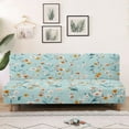 thumbnail image 4 of ZIATUBLES Flower Aqua Armless Futon Sofa Cover, Stretch Elastic Couch Slipcover Dustproof Furniture Protector Machine Washable Sofa Bed Cover for Living Room Bedroom, 4 of 9