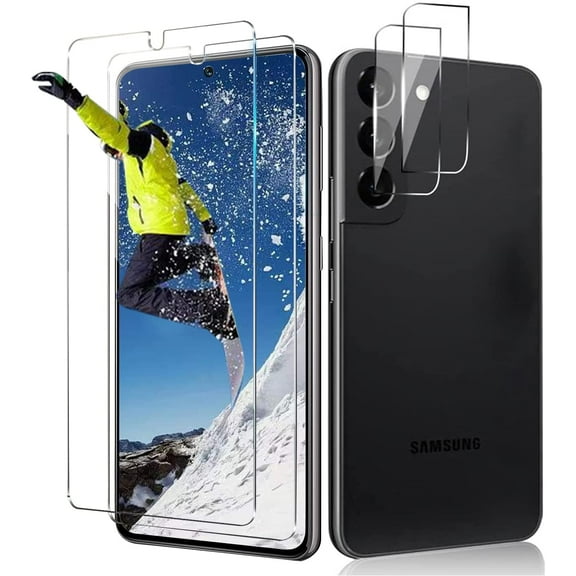 2 2 pack Compatible with Galaxy S22 screen protector, with lens protector, HD tempered glass screen protector, applicable to Samsung Galaxy S22 (6.1 inches) 9H hardness ultra-thin 0.18mm