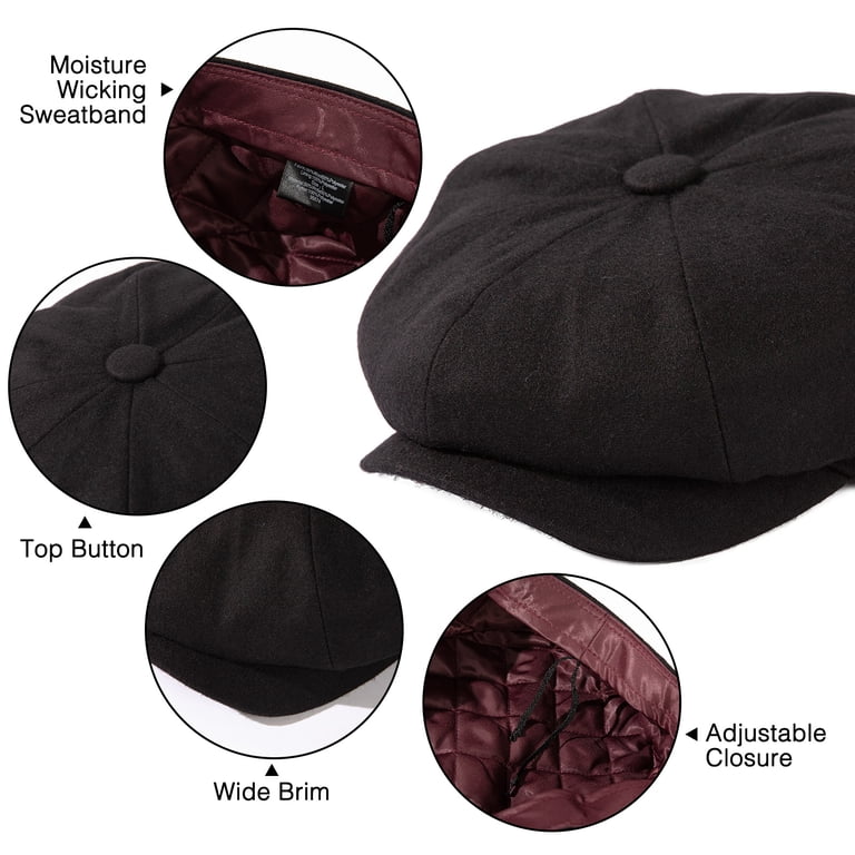 TOP-EX L/XL/XXL Mens Wool Tweed Newsboy Cap 8 Panel Flat Gatsby
