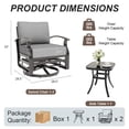 thumbnail image 7 of Gotland 3PCS Outdoor Aluminum Swivel Rocking Chairs, 2-Person Patio Furniture Conversation Set with Coffee Table and Cushions, Gray, 7 of 7