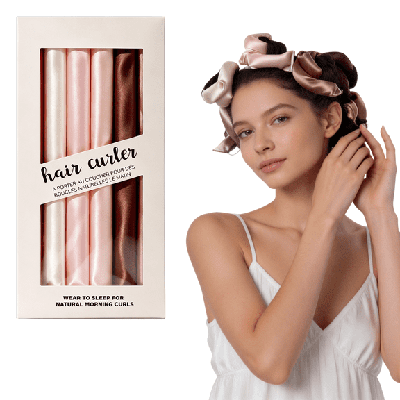Heatless Hair Curler Set, No Heat Satin Curling Rods for Long Hair, Satin Covered Curling Rod, Overnight Hair Curlers for Natural Waves, 6 Pack